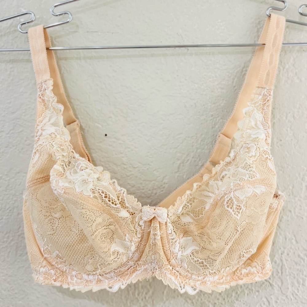 Paramour 34DD luxury lace bra Ellie Unlined Demi Cup Underwire Back Closure